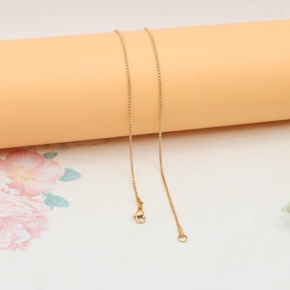 Elegant Rose Gold Box Chain Necklace, XPNL0341 - Picture 12 of 12